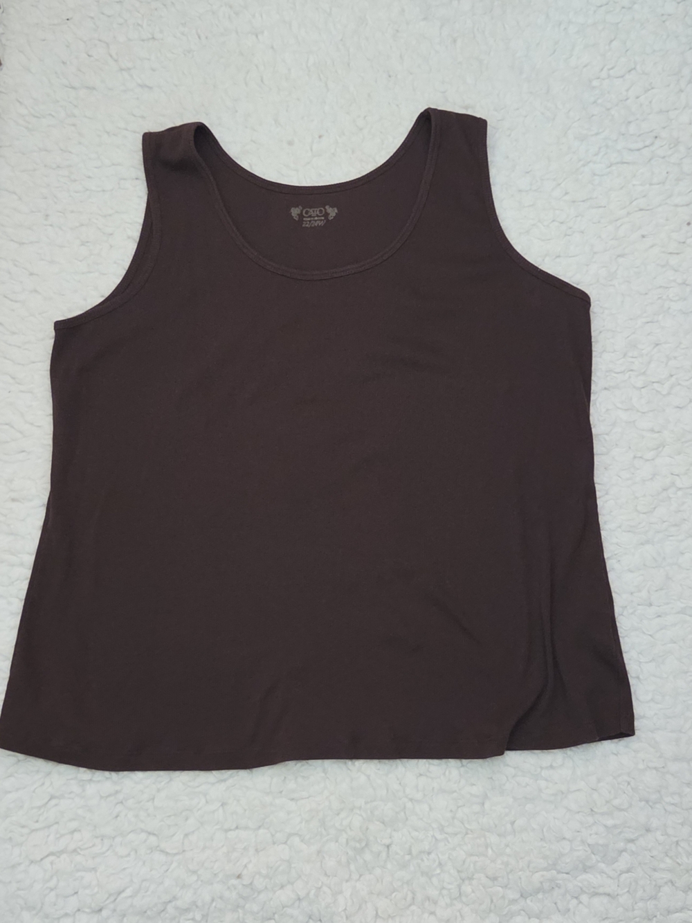Cato Brown Ribbed Scoop Neck Tank Top Plus Size